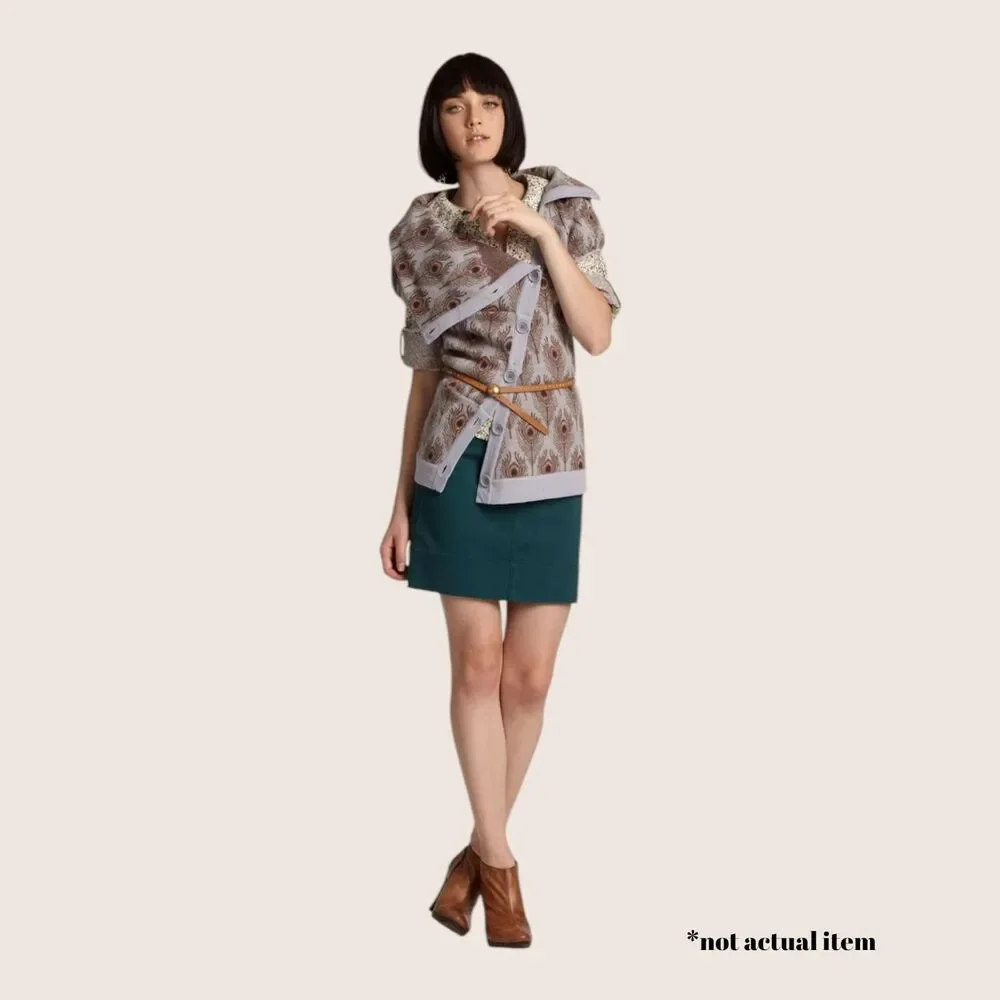 🪻 ANTHRO x MOTH FUNNELED FOLDS CARDIGAN SWEATER VEST PEACOCK ASYMMETRICAL SMALL - Picture 2 of 8